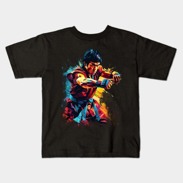 Bruce lee kung fu WPAP Art Kids T-Shirt by CollSram